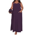 thumbnail image 2 of Karymi Plus Size Solid Color Sleeveless Maxi Dress, Casual Scoop Neck Overall Style Long Dress with Pockets, Loose Flowy Summer Dress Summer Dresses for Women, 2 of 7