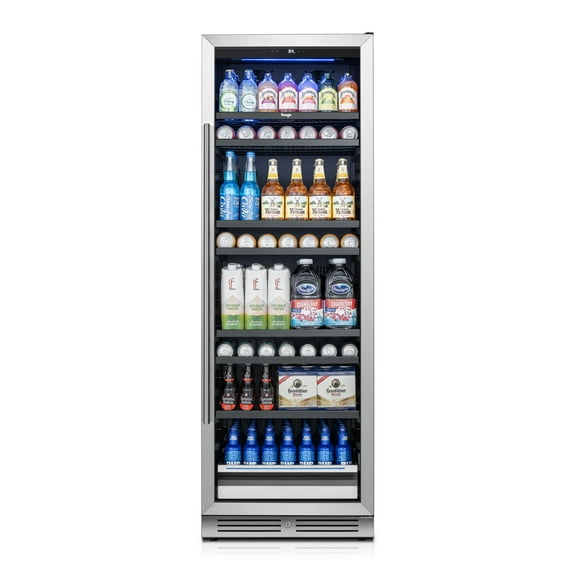 Yeego 373 Cans Beverage Refrigerators,Freestanding or Built-In Beverage Cooler with 3 Color LED Light for Home,Bar