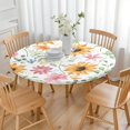 thumbnail image 3 of Fitted Tablecloth Round Bloom and Blossom Botanical Artwork, Waterproof Scratch Resistant Table Cover for Garden Patio Dining, 3 of 7