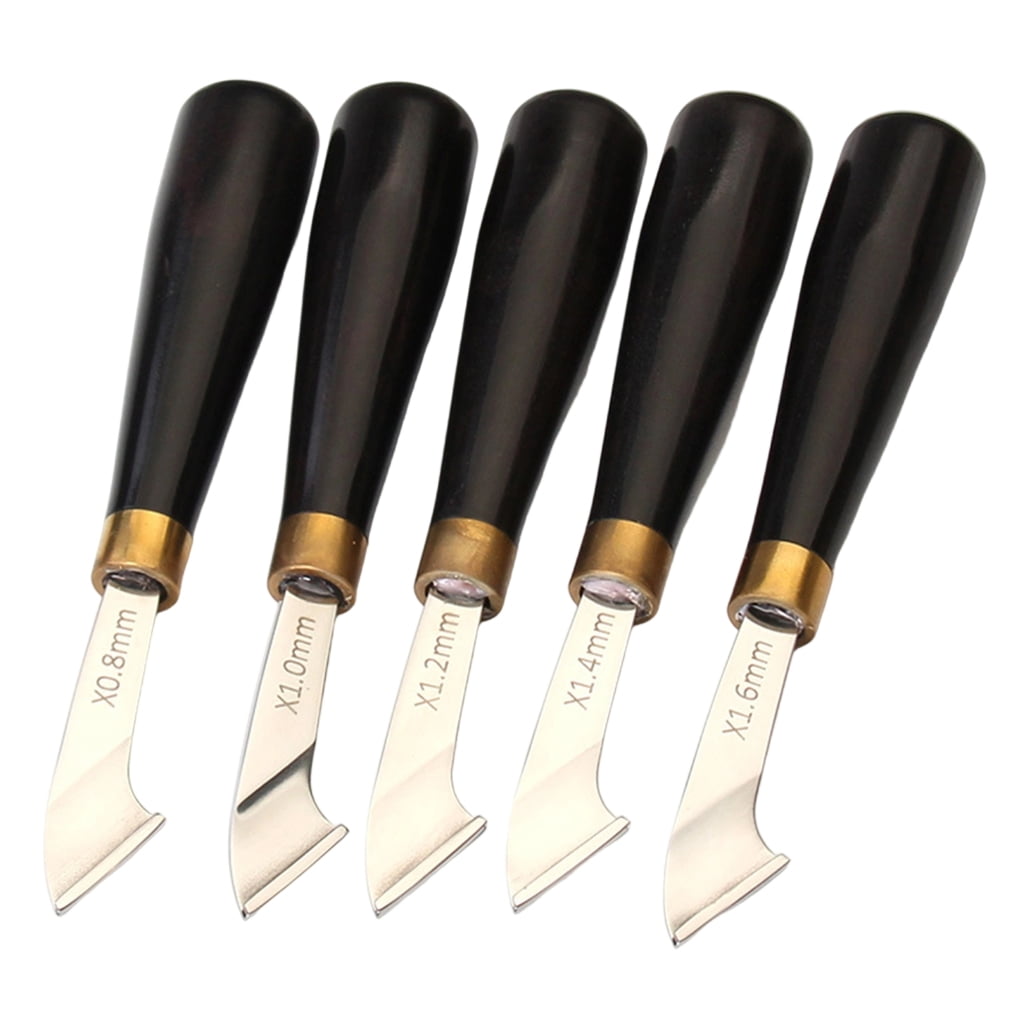 MOMOJIA Carbon Steel1eatherEdging Groover Tool Ergonomic Grip Wooden Handle Leatherworking Tool for Stitching Grooving