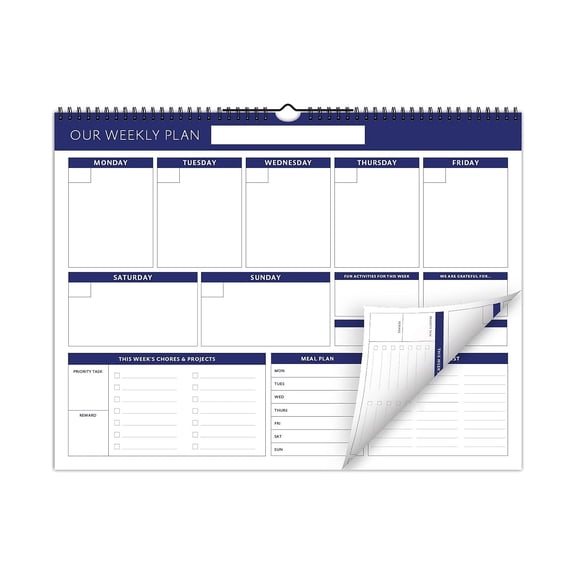 Global Printed Products 17" x 13" Weekly Planner White/Blue (SPLS-0079)