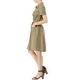 thumbnail image 5 of INSPIRE CHIC Women's Fit and Flare Collar Pocket Elastic Waist Mini Dress XL Dark Khaki, 5 of 8