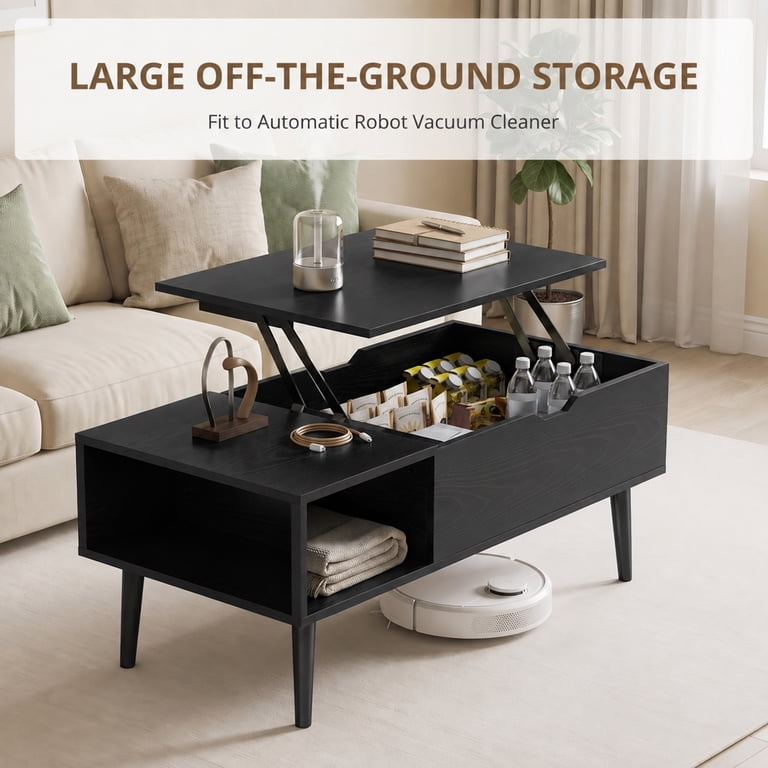 edx Wooden Lift Top Coffee Table with Hidden Compartments and