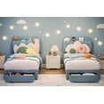 thumbnail image 4 of YUSAZENS Bed Frame, Twin Bed Frame with Bookcase Headboard, Velvet Upholstered Platform Bed with Under-Bed Drawer, No Box Spring Needed, Noise-Free, Easy Assembly, Light Blue, 4 of 7