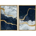 thumbnail image 2 of IDEA4WALL Framed Canvas Print Wall Art Set of 2 Blue and White Marble Landscape with Gold Stripes Abstract Modern Art Decor Boho Contemporary Artwork for Bedroom, Office - 16"x24"x2 Panels Natural, 2 of 5