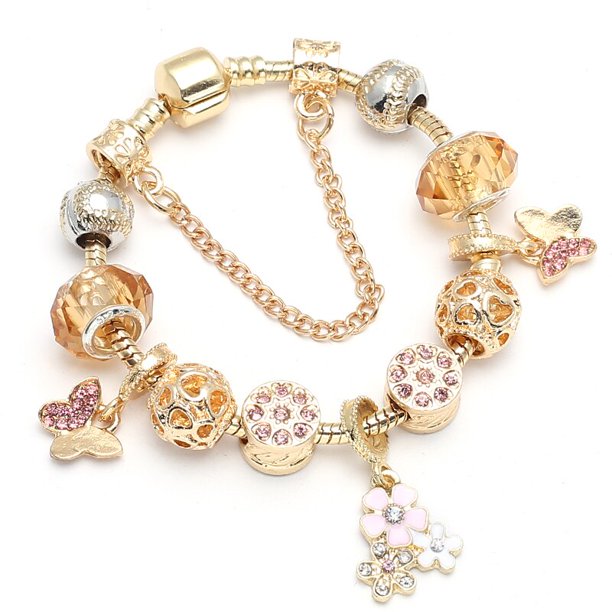 PULSERAS CON ABALORIOS de corazón de cristal para mujer, cadena de serpiente de Color dorado, regalo de joyería para el Día de San Valentín, 2022 Fivean unisex
