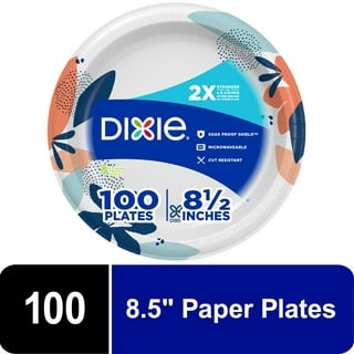 186 PLATES) DIXIE PAPER PLATE 10 WHITE/BLUE DESIGN DIXIE HEAVY DUTY USA  MADE