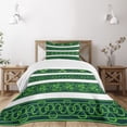 thumbnail image 3 of Ambesonne Irish Quilted Bedspread Set 2 Pcs, Shamrock Borders Art, Twin Size, Forest Green White, 3 of 6