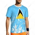 thumbnail image 5 of Exclusive design Saint Lucia Flag Grain 3D Printed Men For Running Bike Soccer Tennis Fitness Sports tshirt Mesh Short T-shirt, 5 of 17
