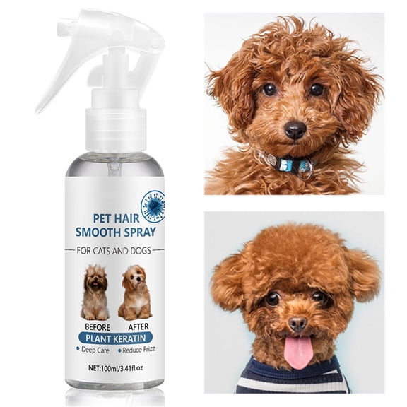Pet Hair Smooth & Frizz Control Spray with Plant Keratin for deep Coat Care, detangler Spray for Dogs, Gentle formula for Mat-Free Fur, Ideal for Daily Grooming of Curly,