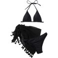 thumbnail image 1 of Women's 3 Piece Bathing Suit Triangle Bikini Swimsuit Set with Cover Up Skirt, 1 of 6