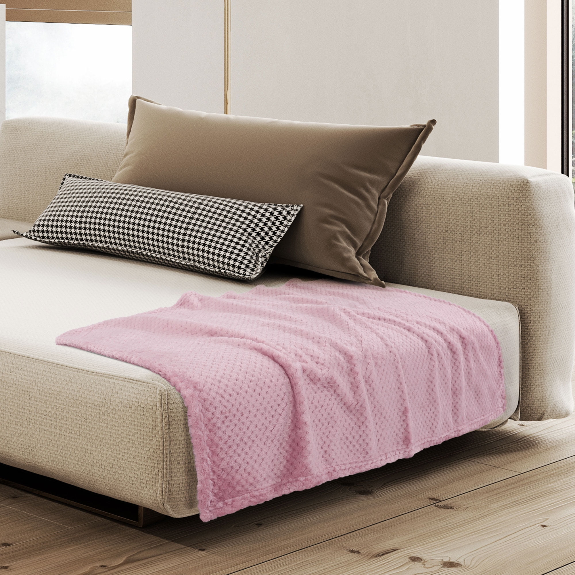 Unique Bargains Soft Flannel Fleece Velvet Blanket Pink 30" x 40"