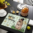 thumbnail image 3 of Groundhog Day Placemats Set of 6, Green Plaid Spring Botanical Star Yellow Placemats for Dining Table, Place Mats for Kitchen Tabletop, Waterproof Wipeable Dining Table Mats Set, 3 of 9