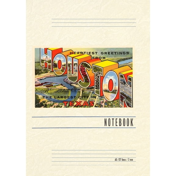 Vintage Lined Notebook Heartiest Greetings from Houston, Texas, (Paperback)