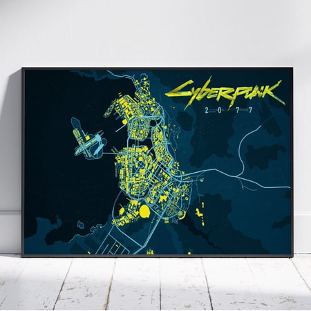 POSTER Cyberpunk Map Poster, Night City Wall Art, Game Poster Gift, HQ Wall Decor-UNFRAMED