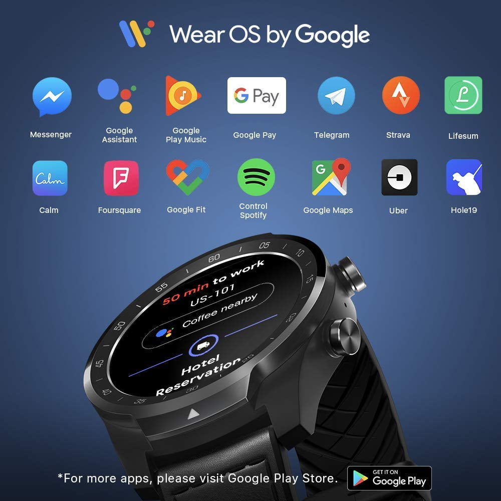 Ticwatch Pro 2020 Smartwatch 1GB RAM, GPS Dual Display with Long Battery  Life, Wear OS by Google, NFC, 24H Heart Rate, Sleep Tracking, Music, IP68  