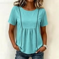 thumbnail image 5 of hoksml Women's Cotton Linen Peplum Blouse, Round Neck Short Sleeve Loose Fit Casual Summer Daily Wear Shirt, 5 of 7