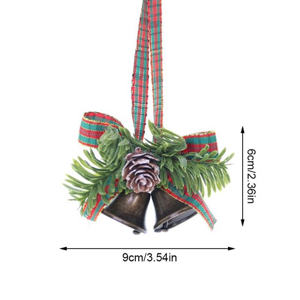 Colgante de arco de campana de Navidad para decoración del hogar, árbol de Navidad, pino Artificial, aguja, baya, adorno colgante, fiesta de Navidad, Año Nuevo