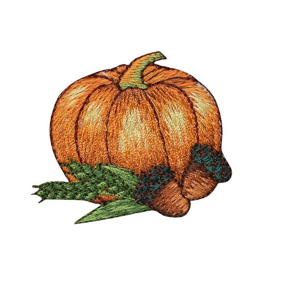 Pumpkin with Acorns - Thanksgiving - Fall - Iron on Applique/ Embroidered Patch