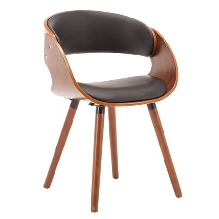 Porthos Homes Dining Chair With PVC Upholstery, Wooden Legs And Arm Rests (Mid-century Style, Various Colors)