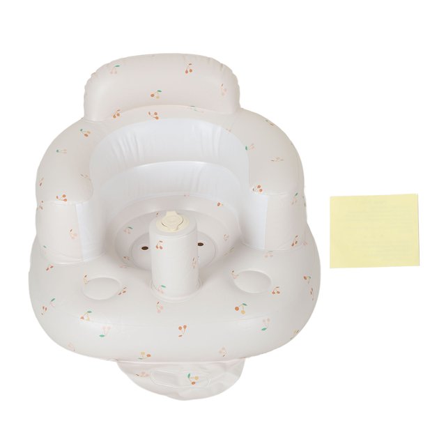 Asiento inflable para bebé con bomba de aire, respaldo portátil, seguro, suave, bonito soporte para sentarse, chasis mediano, estampado de cereza