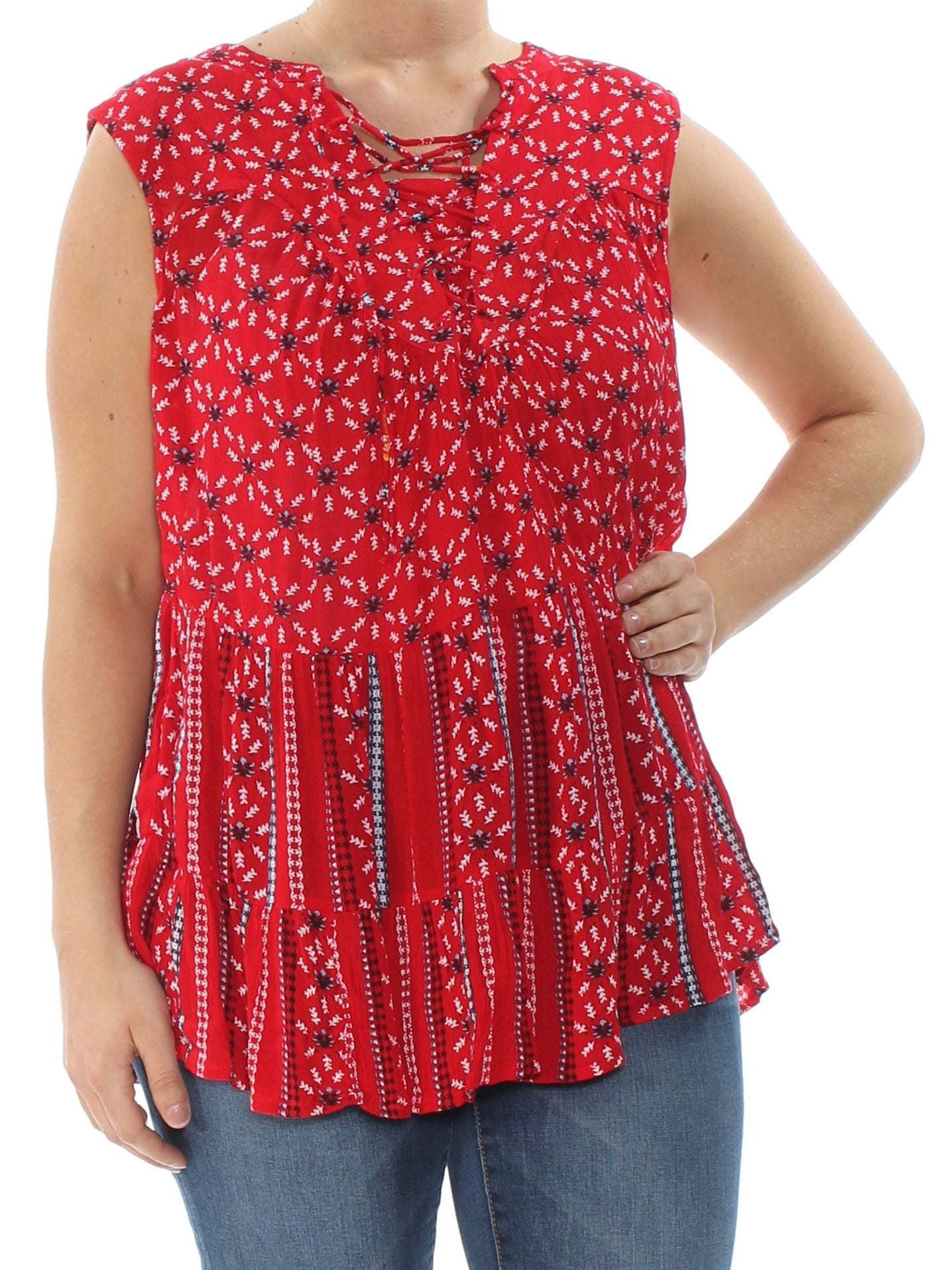lace up neck top