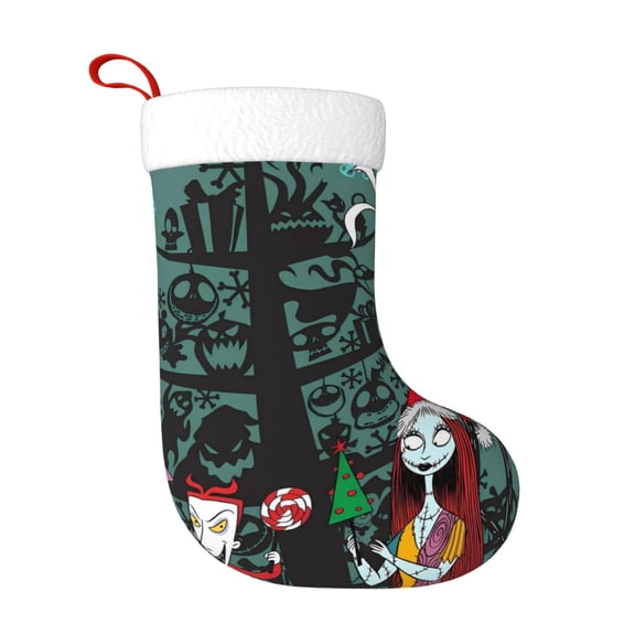 Gokiu The Nightmare Before Christmas Christmas Stockings 17.7" Large Plush Xmas Stocking for Kids Personalized Christmas Hanging Decorations for Family Christmas Decorations & Gifts