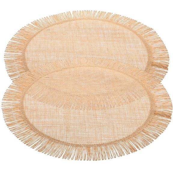 STOBOK 2Pcs Brown Woven Round Placemat Heat Resistant Dining Table Coaster Mat