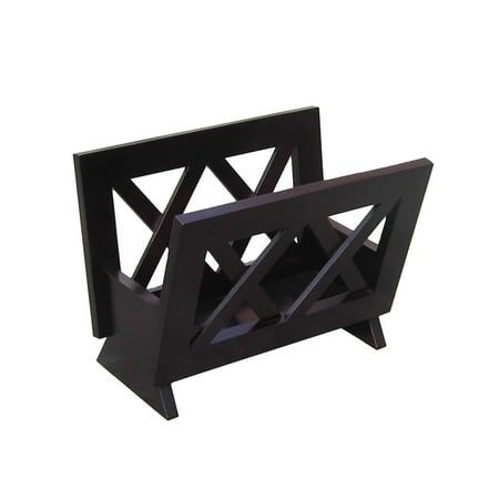 Nine Pocket Magazine Rack - Contemporary Style Mahogany Finish Solid Wood Magazine Rack