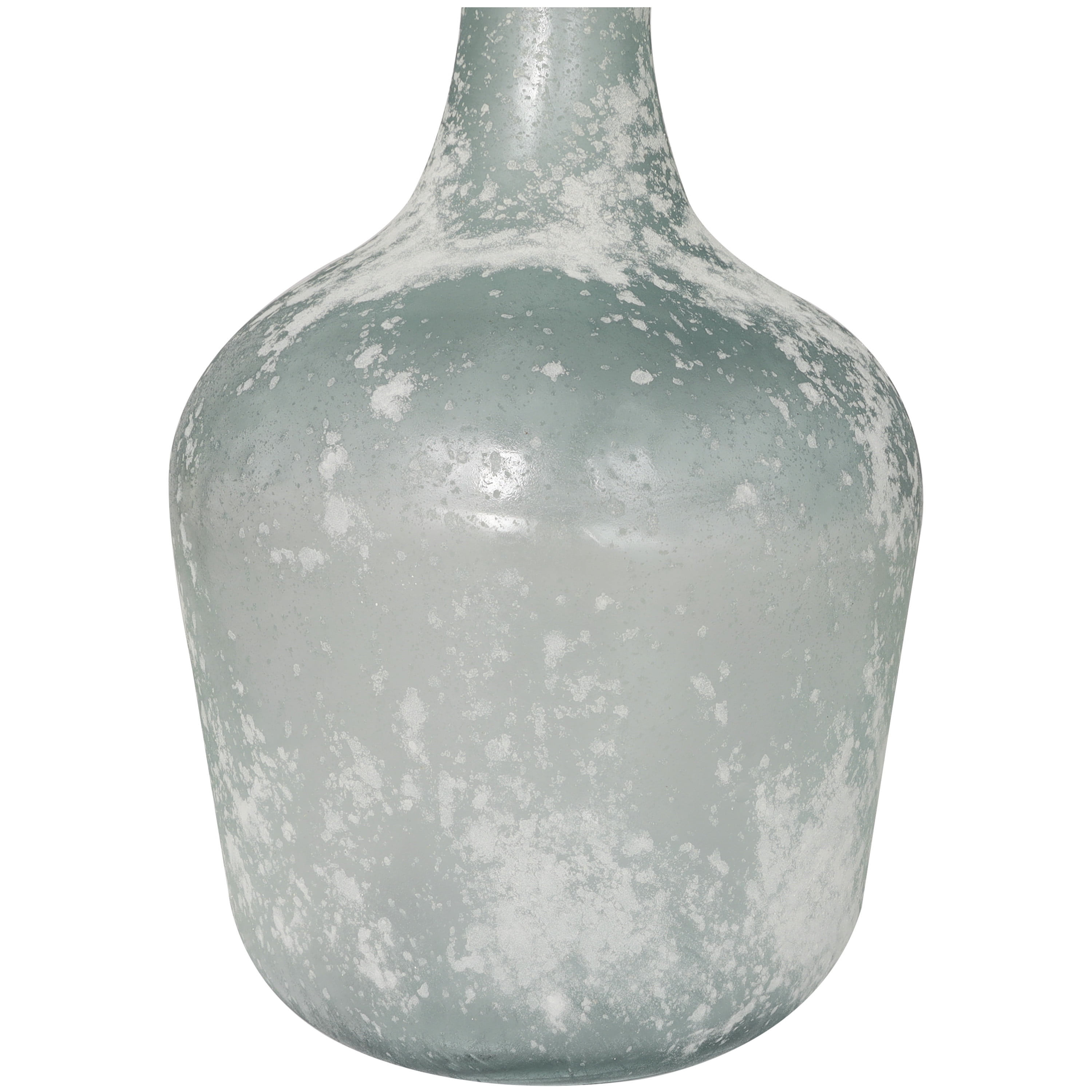 DecMode 17" Handmade Frosted Spanish Bottle Recycled Glass Vase