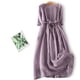 thumbnail image 1 of Puntoco Vestido Retro Suelto De Algodón Y Lino Con Cordones, Manga Tres Cuartos, Delgado, Color Sólido, Fresco, Para Mujer, Morado M,Regalos Para Mujer Joven, 1 of 6