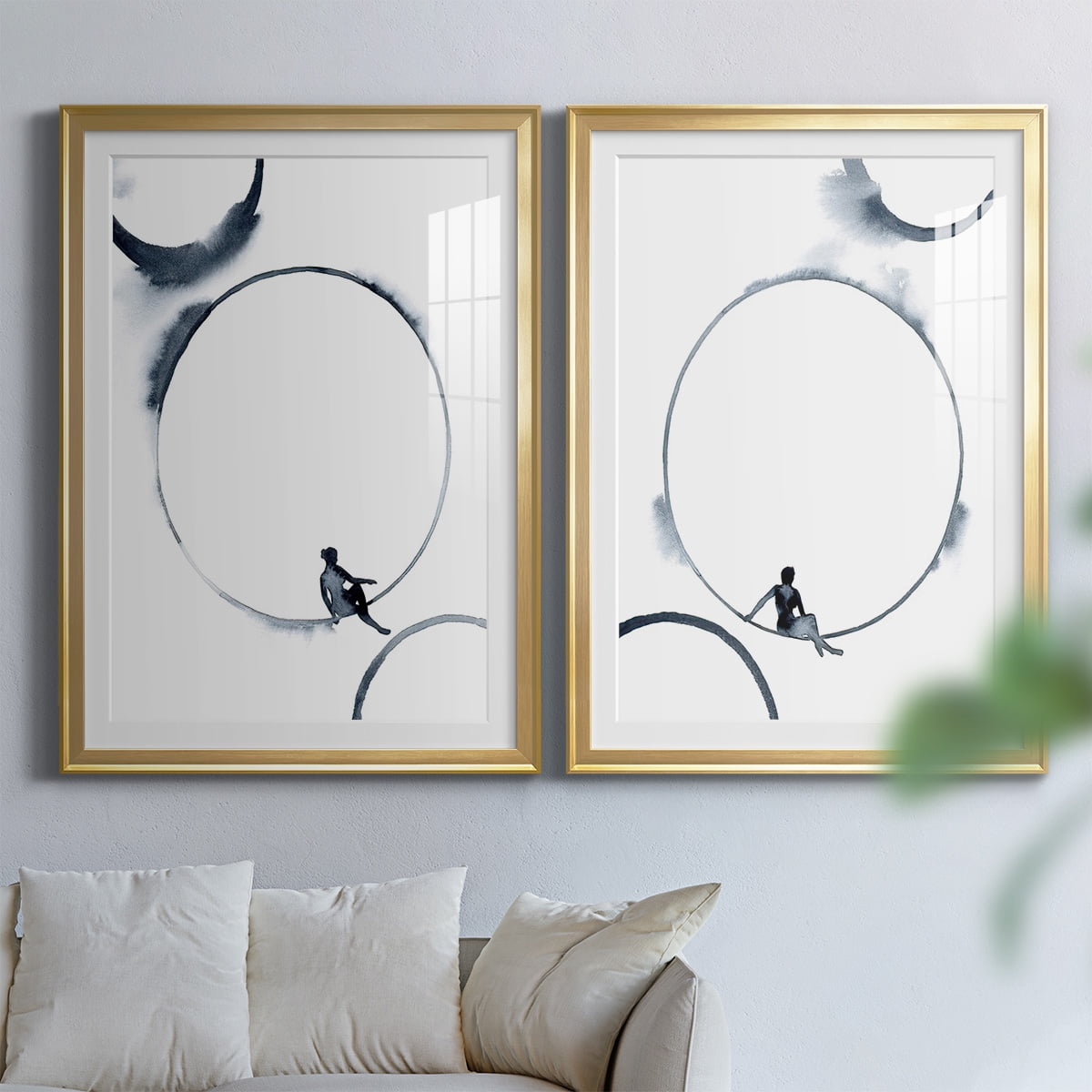 Wexford Home Woman in the Moon I Premium Framed Print, 26.5" x 36.5" - Ready to Hang, Gold (Set of 2)