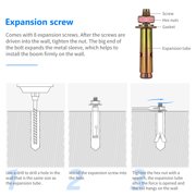 Neewer Aluminum Alloy Adjustable Wall Mount Boom Arm - 130cm/4.3ft, 180° Rotation, Holds Lights, Softboxes, Reflectors (Black)