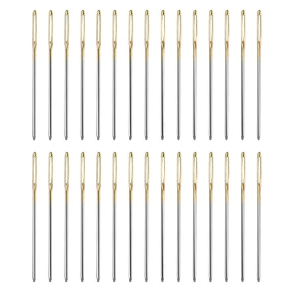 Uxcell 50pcs Upholstery Needles 0.94mm Dia 40.5mm Long Large Eye Needles, Gold