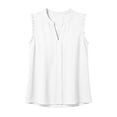 thumbnail image 3 of ClodeEU Women's V Neck Ruffle Trim Sleeveless Blouse,Solid Color Casual Tank Top White,Women's Plus S, 3 of 6