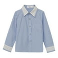 thumbnail image 2 of Liyamei Boys Girls Long Sleeve Striped Button Down Casual Long Sleeves Dress Shirts Boys Casual Tops Size 3-4 Years, 2 of 4