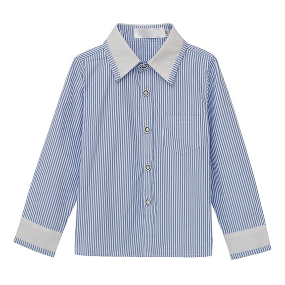 JIAYUE Tops Suit Jacket For Kids Boys Girls Striped Long Sleeve Collared Button Formal Blouse For Child Casual Dailywear
