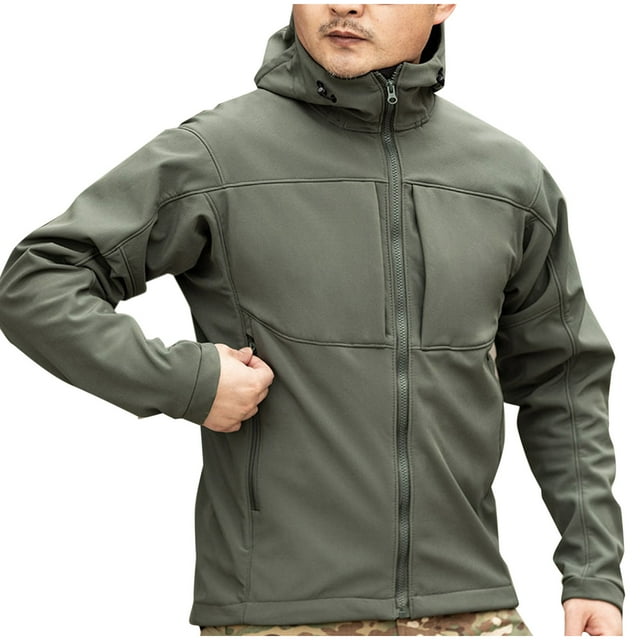 LOVZFMLL Jackets for Men Solid Color Hooded Jacket Mountaineering Climbing Warm Outdoor Jacket