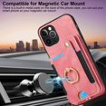 thumbnail image 6 of 12 Pro Max Phone Case,Card Holder Wallet Stand for iPhone 12 Pro Max Case,Ring Holder,RFID-Blocking,Wrist Strap,Camera Protector,Leather Shockproof Protective  Flip Cover Cases (Pink), 6 of 7
