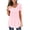 Pink, variant on Women's T-Shirt Round Neck Short Sleeve Pleated Button Irregular Hem Loose-Fit Ripped Hole Top - Purple/White/Green/Pink/Light Blue - S/M/L/XL/XXL (Purple | XXL)