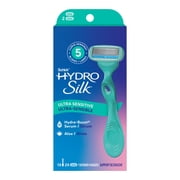 Schick Hydro Silk Ultra Sensitive Razor for Women, 5 Blade, 1 Handle, 2 Refills