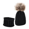 thumbnail image 2 of Gorro de invierno cálido perfke con pompón para niños y niñas Negro, 2 of 7