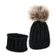 thumbnail image 2 of Gorro de invierno cálido perfke con pompón para niños y niñas Negro, 2 of 7