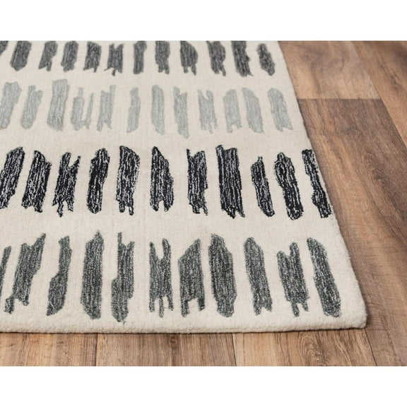 Alora Decor Rivera 8'9" x 11'9" Stripe Gray/Ivory/Charcoal Hand-Tufted Area Rug