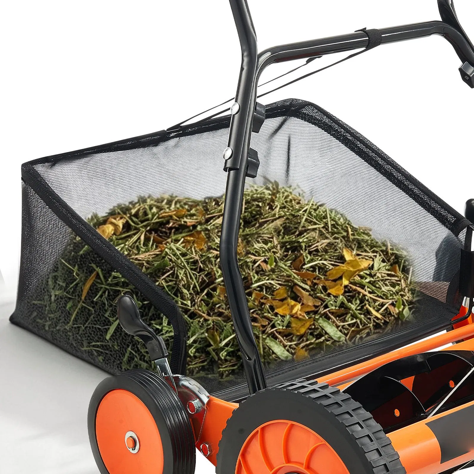 18-Inch 5-Blade Manual Push Reel Lawn Mower with Grass Catcher, Adjustable Cutting Height Walk-Behind Mower