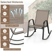 Gymax Set of 2 Metal Rocking Chair Heavy-Duty Rocker Outdoor Anti-Slip Brown Patio