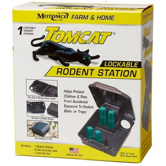 Tomcat 33473 Indoor and Outdoor Rodent Bait Station Reusable Plastic Black
