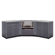 NewAge Products Outdoor Kitchen 6 Piece Cabinet Set in Slate Gray with Countertops and Covers