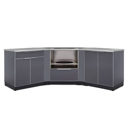 NewAge Products Outdoor Kitchen 6 Piece Cabinet Set in Slate Gray with Countertops and Covers