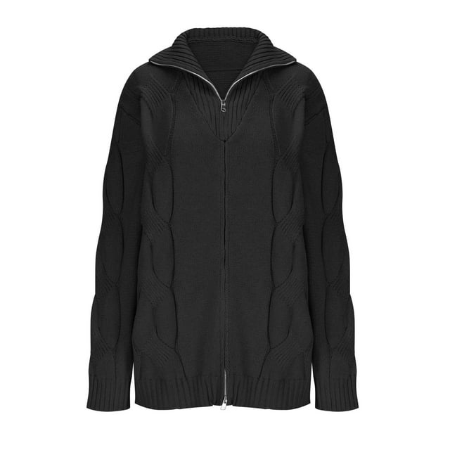 zbxnLI Men's Cardigan Sweaters Zipper Front Long Sleeve Cable Knit Sweater Cardigans Outwear for Men